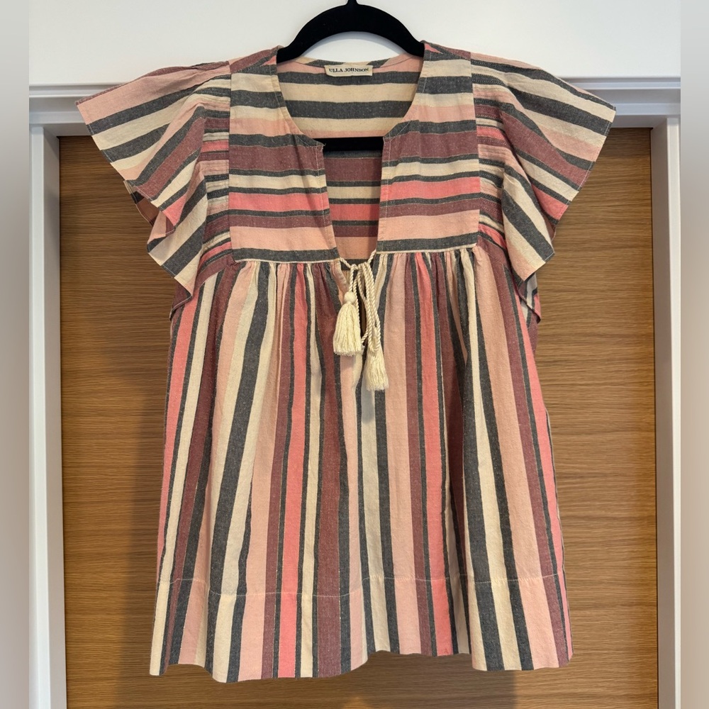 Ulla Johnson Pink and Cream Striped Blouse